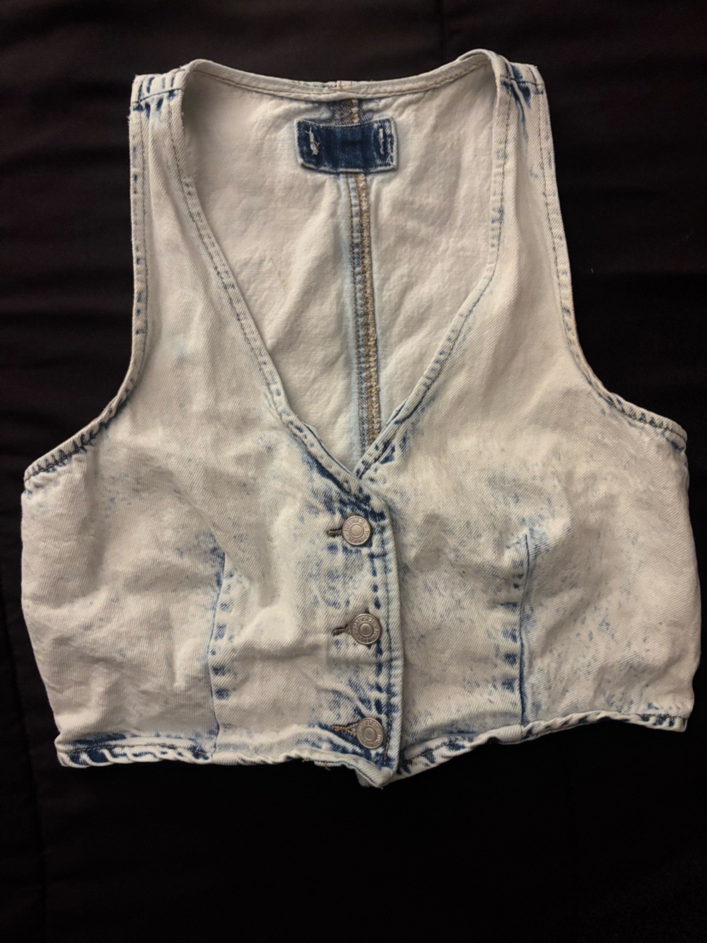 Light Wash Denim Crop Vest - Women small